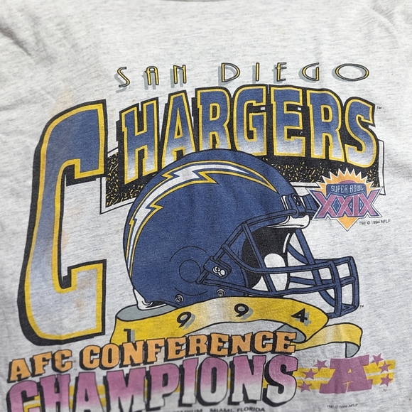 Vintage 1994 NFL San Diego Chargers size LG AFC Conference Championship T Shirt - Picture 3 of 9